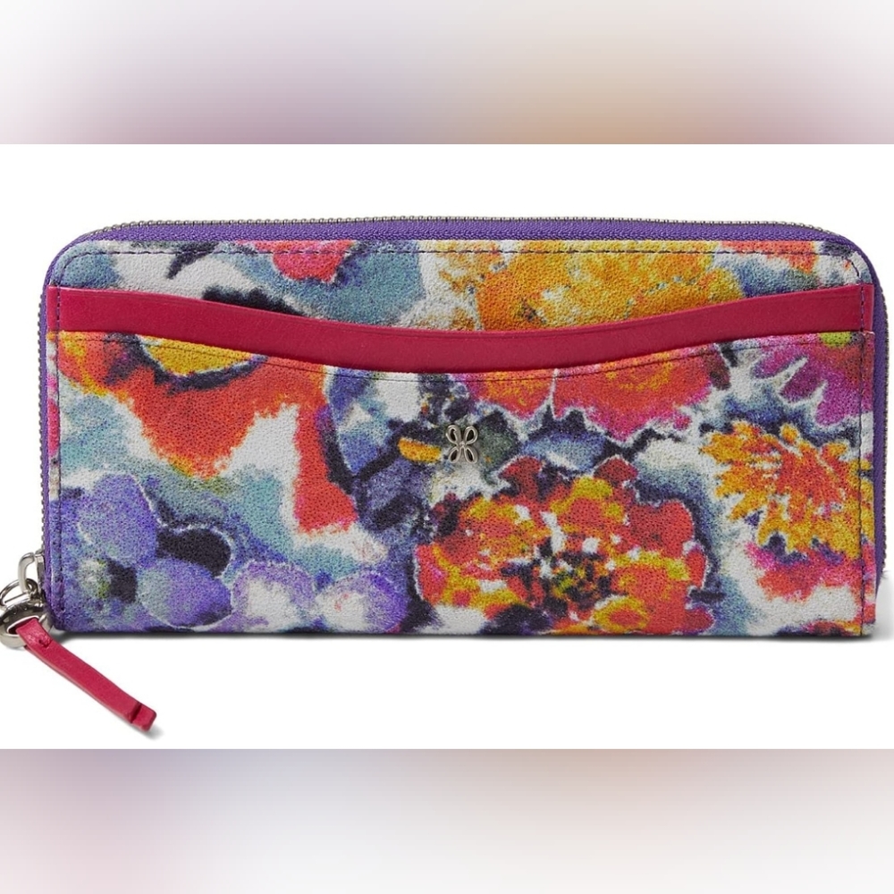 HOBO Max Large Zip Around Poppy Floral/Fuchsia